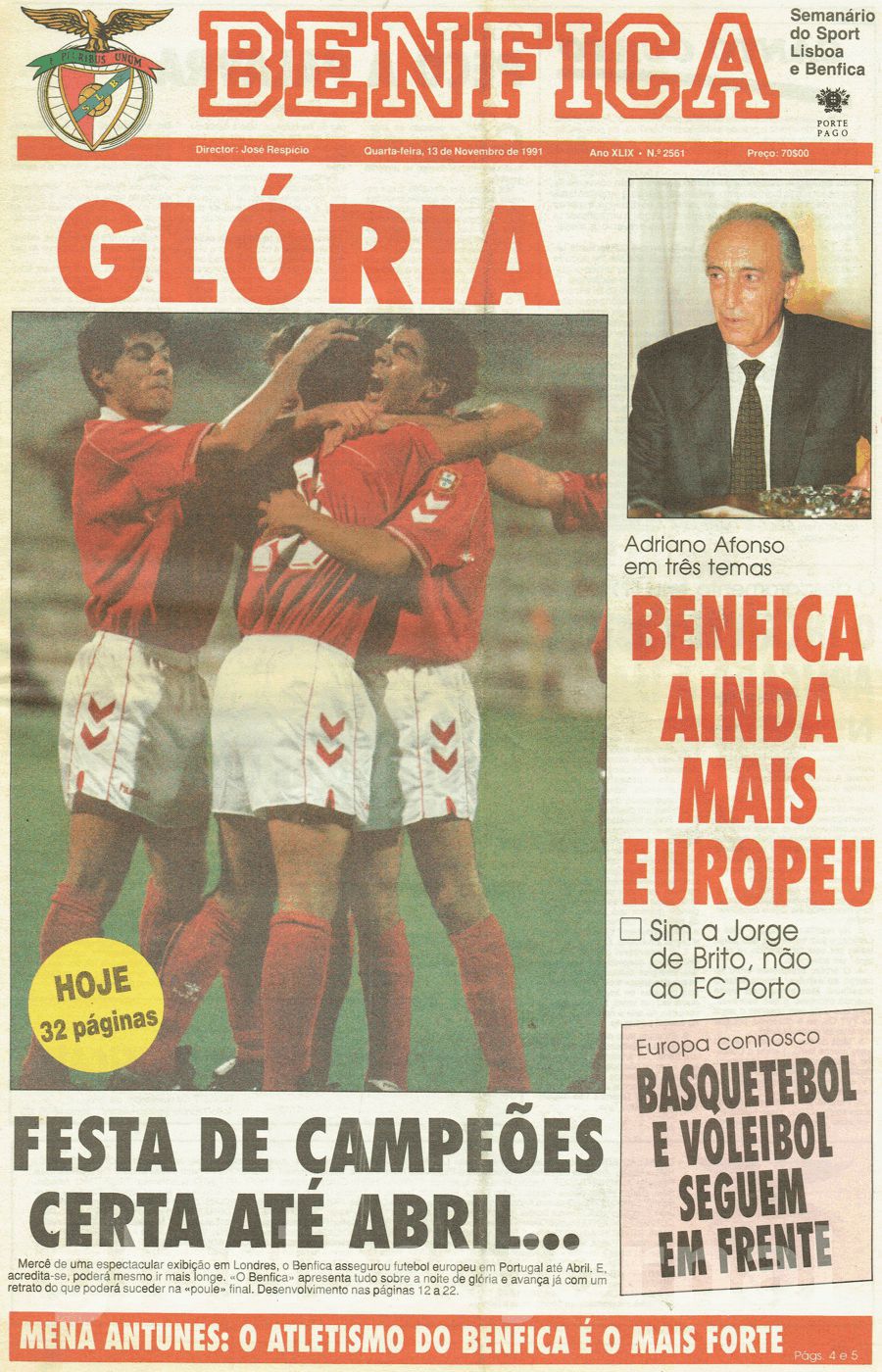 jornal o benfica 2561 1991-11-13